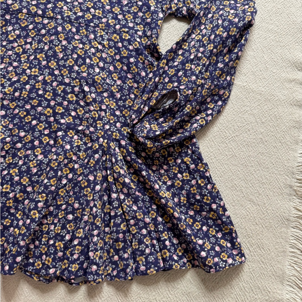 ZARA Bitsy Floral Purple Flare Mini Dress M - Picture 4 of 7